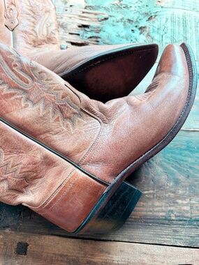Texas style Old West Tan Leather Cowboy Boots 9.5